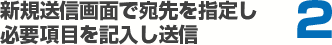 新規送信画面で宛先を指定し必要項目を記入し送信